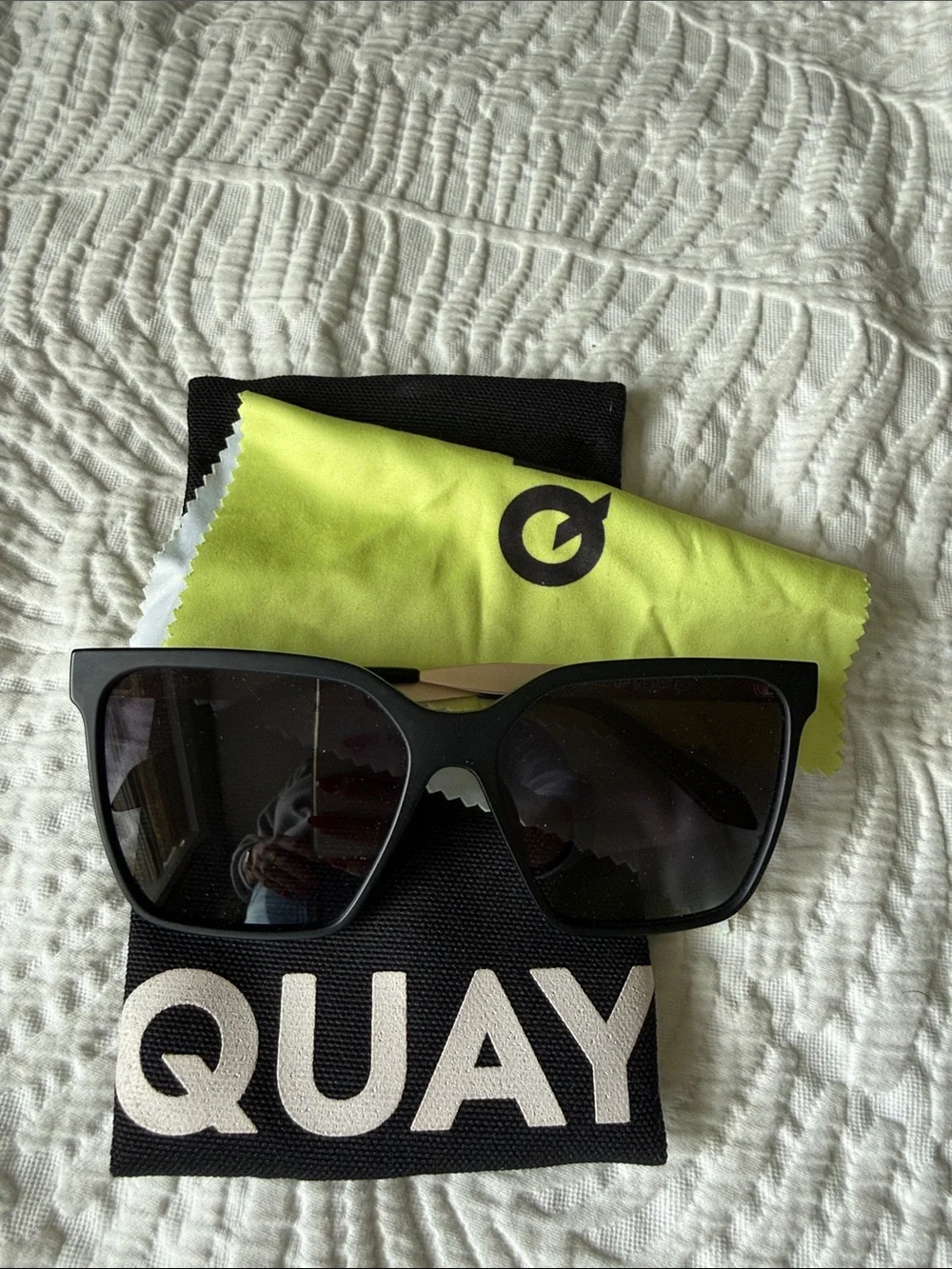 Quay Australia Black Oversized Square Sunglasses